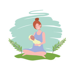 Isolated mother with baby design