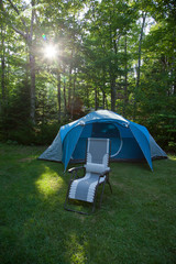 Tent on campsite with chair