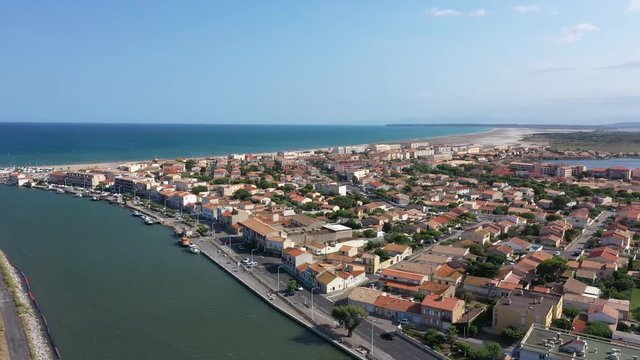 Port la Nouvelle residential coastal area houses beach mediterranean sea France Aude Occitanie 