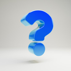 Volumetric glossy blue Question icon isolated on white background.