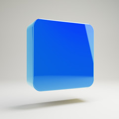 Volumetric glossy blue stop icon isolated on white background.