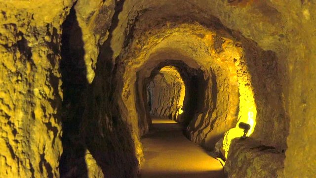 Illuminated tunnel Iwami Ginzan Silver Mine