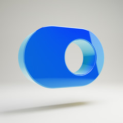 Volumetric glossy blue toggle on icon isolated on white background.