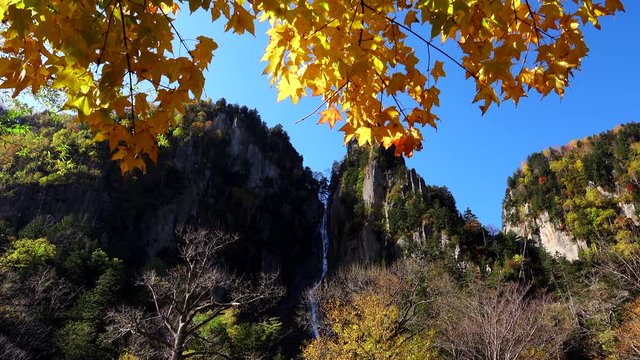 Ginga Waterfall in autumn, Sounkyo Gorge, Hokkaido, Japan