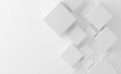 White cubes abstract background for business brochure.3d rendering