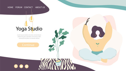 Corona virus covid 19 campaign to stay at home. Yoga lifestyle activity. Family stay at home kids and parents to reduce risk of infection and spreading the virus. Keep calm and vector illustration