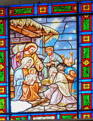 Nativity Stained Glass Capilla de Belem Church Oaxaca Mexico