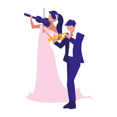 woman and man musician playing instrument musical