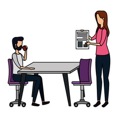 elegant business couple working in the office