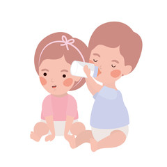 Isolated baby boy and girl design