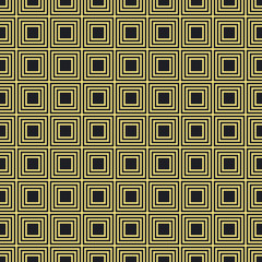 Seamless black and gold squares outline op art pattern vector