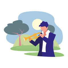 musician man trumpet playing instrument