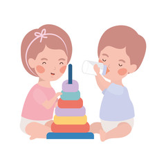 Isolated baby boy and girl design