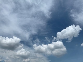 Beautiful white clouds with blue sky.Color shade gradient from white to blue for background wallpaper. 