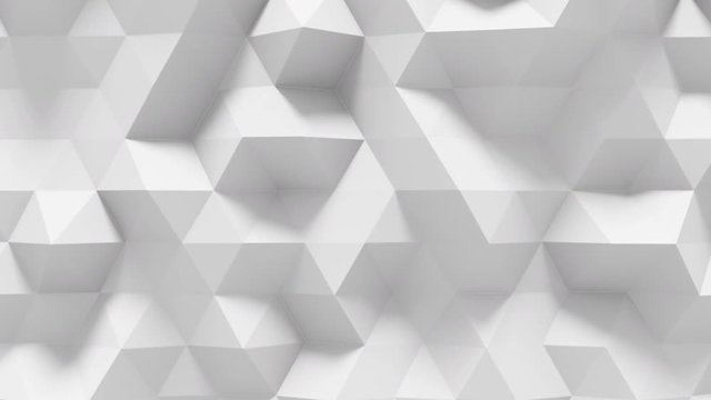Abstract low poly surface motion background. Moving polygonal plane