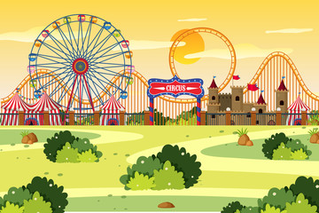 An outdoor scene with circus