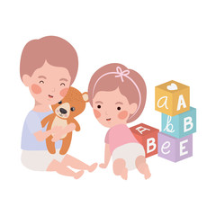 Isolated baby boy and girl design
