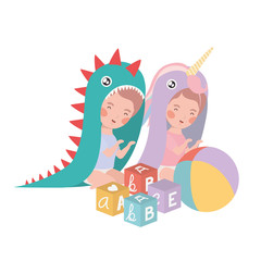 Isolated baby boy and girl design