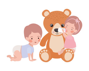 Isolated baby boy and girl design