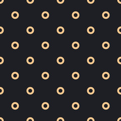 Seamless antique palette black and gold simple rings polka dot pattern vector