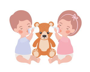 Isolated baby boy and girl design