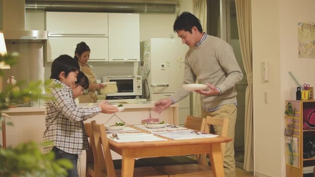 Family carrying food