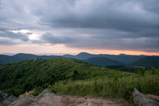 Black Balsam Knob In Western NC At Sunset