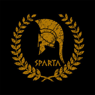 old shabby symbol of  Spartan warrior in grunge style