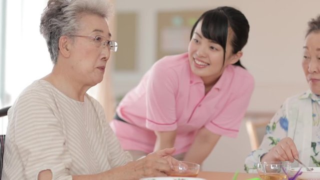 Group conversation on nursing house, Japan 