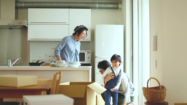 Family moving flats, Osaka, Japan