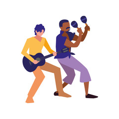 Obraz premium two male musicians musical instruments