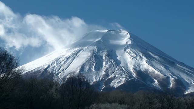 Timelapse of Mount Fuji in clouds seen from Oshino, Japan