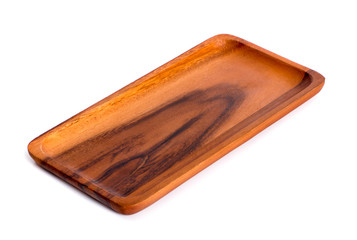 wooden plate isolated on white background