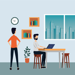 elegant businessmen workers in the office