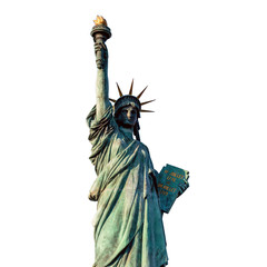 Fototapeta premium Statue of Liberty on white background, isolate include clipping path, located at Odaiba Tokyo, Japan