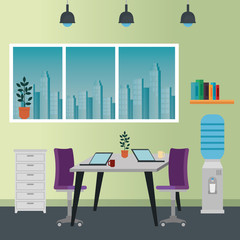 office places scenes with laptop