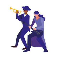 two male musicians musical instruments