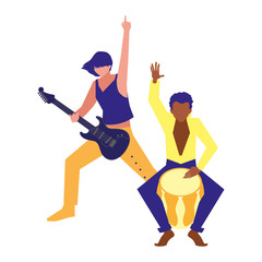 two male musicians musical instruments