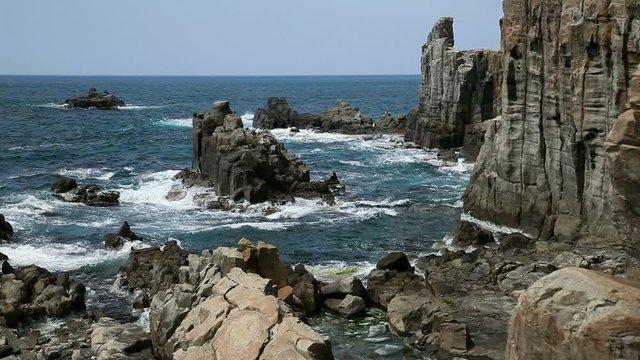 Waves strikes on rocky coastline,&nbsp;Awara,&nbsp;Ishikawa&nbsp;Prefecture, Japan