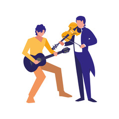 Obraz premium two male musicians musical instruments