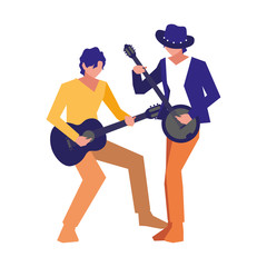 two male musicians musical instruments