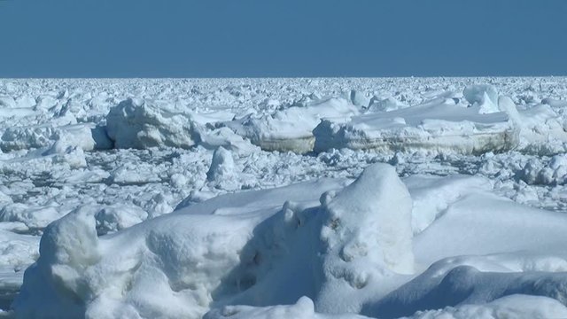 Close up of drifting ice in Sea of Okhotsk, Japan