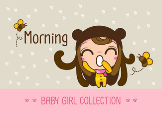 Baby girl collection, a cute Cartoon Girl. Vector, illustration.