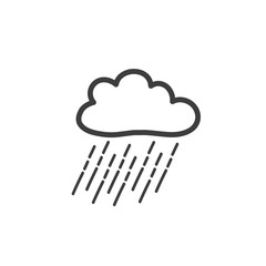 A picture of a cloud with heavy rain. A symbol of the weather. Vector drawing by hand in the style of a doodle.