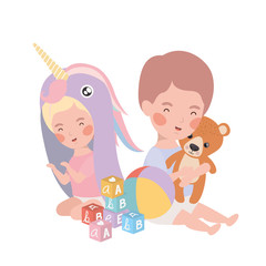 Isolated baby boy and girl design