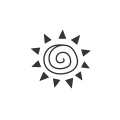 Ethnic drawing of the sun. A symbol of the weather. vector drawing by hand in the style of a doodle.