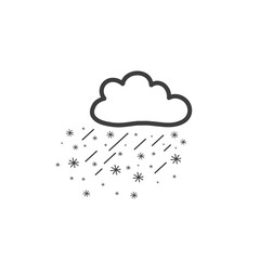 Illustration of cloud with rain and snow. Symbol of weather. Vector hand drawn illustration in doodle style