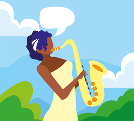 musician woman saxophone playing music