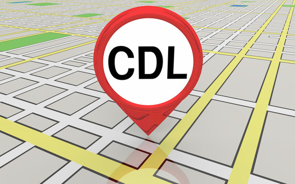 CDL Commercial Drivers License Course Map Pin 3d Illustration