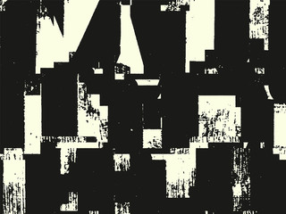 Abstract grunge vector background. Monochrome composition of irregular graphic elements.